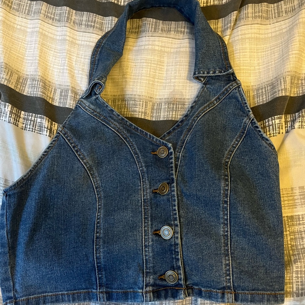 Fashion Nova Blue Denim Crop Top